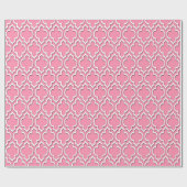 Flamingo Pink White XL Moroccan Quatrefoil #7DS Cadeaupapier (Vlak)