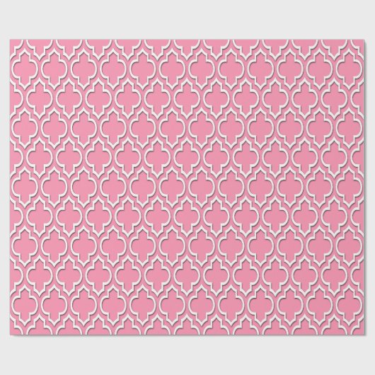 Flamingo Pink White XL Moroccan Quatrefoil #7DS Cadeaupapier (Vlak)