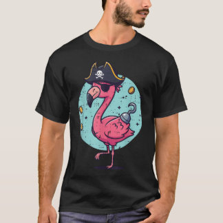 Flamingo Piraat Hoed Grappig Dier T-shirt