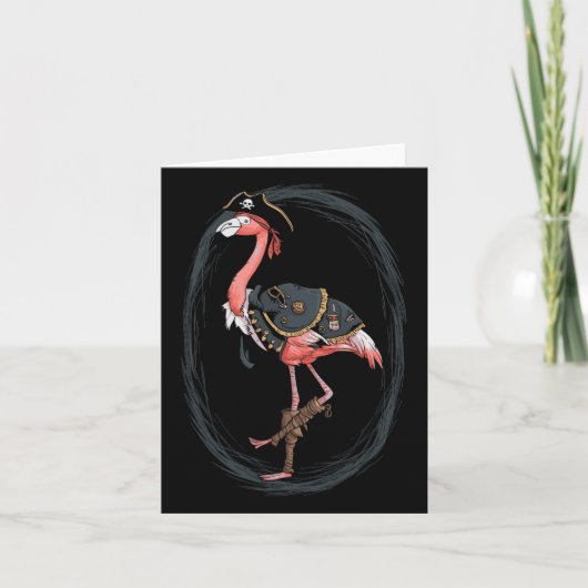 Flamingo Pirate Funny Halloween Kostuum Idee Kaart (Voorkant)