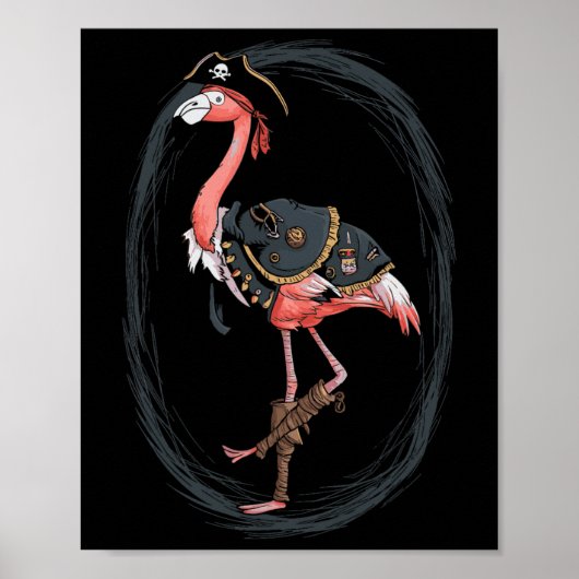 Flamingo Pirate Funny Halloween Kostuum Idee Poster (Voorkant)