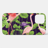 Flamingo, planten, zwarte achtergrond. Case-Mate iPhone case (Achterkant (horizontaal))