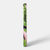 Flamingo, planten, zwarte achtergrond. iPhone hoesje (Linkerkant)