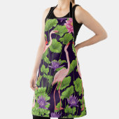 Flamingo, planten, zwarte achtergrond. schort (Insitu)