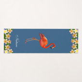 Flamingo & Plumeria Flowers on Award Blue Yogamat (Voorkant (horizontaal))