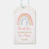 Flamingo Pneapple Tropische Verjaardag Dank u Cadeaulabel (Voorkant)