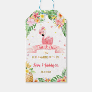 Flamingo Pneapple Tropische Verjaardag Dank u Cadeaulabel