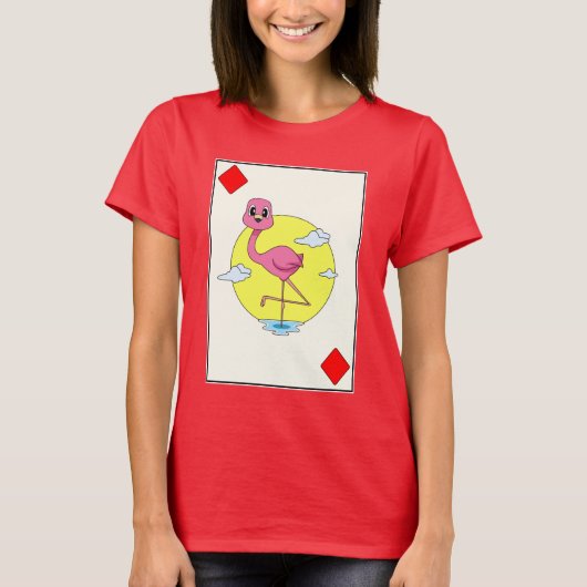 Flamingo Poker kaarten Kaart spel T-shirt (Voorkant)
