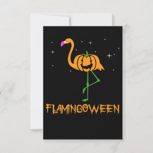 Flamingo  Pomkin Halloween Flamingoween Bird Pink Bedankkaart