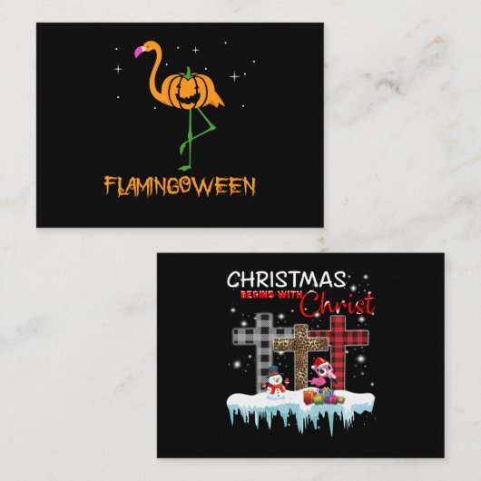 Flamingo |Pomkin Halloween Flamingoween Bird Pink Informatiekaartje (Voorkant / Achterkant)