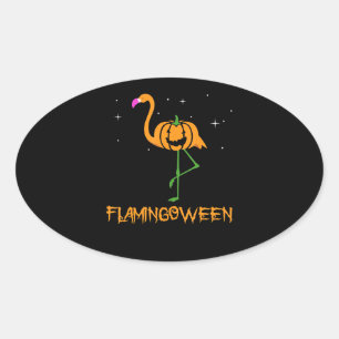 Flamingo  Pomkin Halloween Flamingoween Bird Pink Ovale Sticker