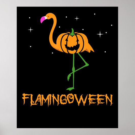 Flamingo |Pomkin Halloween Flamingoween Bird Pink Poster (Voorkant)