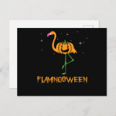 Flamingo |Pomkin Halloween Flamingoween Bird Pink Uitnodiging Briefkaart (Voorkant / Achterkant)