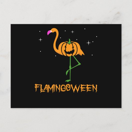 Flamingo |Pomkin Halloween Flamingoween Bird Pink Uitnodiging Briefkaart (Voorkant)