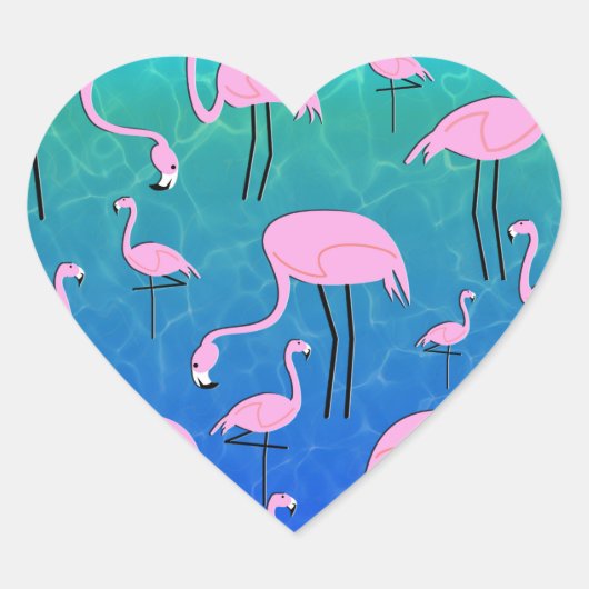 Flamingo Pond Hart Sticker (Voorkant)