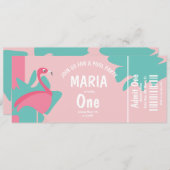 Flamingo Pool Birthday Ticket Party Kaart (Voorkant / Achterkant)