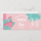 Flamingo Pool Birthday Ticket Party Kaart (Voorkant)