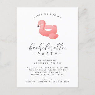 Flamingo Pool Float Minimal Bachelorette Party Briefkaart