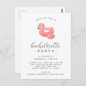 Flamingo Pool Float Minimal Bachelorette Party Briefkaart (Voorkant / Achterkant)
