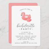 Flamingo Pool Float Minimal Bachelorette Party Kaart (Voorkant / Achterkant)