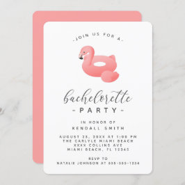 Flamingo Pool Float Minimal Bachelorette Party Kaart