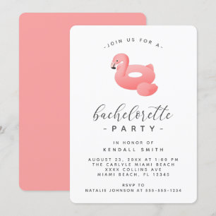 Flamingo Pool Float Minimal Bachelorette Party Kaart