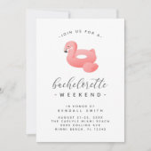Flamingo Pool Float Minimal Bachelorette Weekend Kaart (Voorkant)