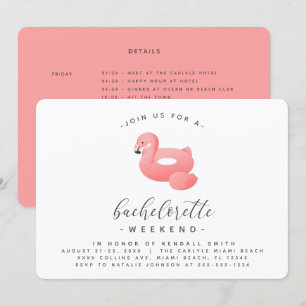 Flamingo Pool Float Minimal Bachelorette Weekend Kaart