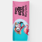 Flamingo Pool Party 40e verjaardag Spandoek (Verticaal)