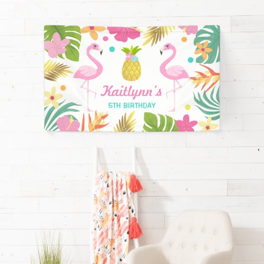 Flamingo Pool Party Banner Tropical Flamingo Party (Insitu)