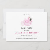 Flamingo Pool Party Birthday Invitation Kaart (Voorkant)