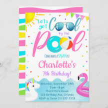 Flamingo Pool Party Birthday Invitation