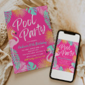 Flamingo Pool Party Birthday Invitation | Pool Kaart