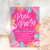 Flamingo Pool Party Birthday Invitation | Pool Kaart