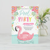 Flamingo Pool party call Tropical Pool float Kaart (Staand voorkant)