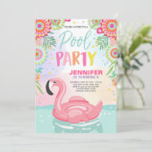 Flamingo Pool party call Tropical Pool float Kaart (Staand voorkant)