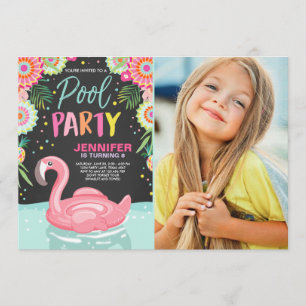 Flamingo Pool party call Tropical Pool float Kaart