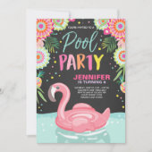 Flamingo Pool party call Tropical Pool float Kaart (Voorkant)