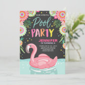 Flamingo Pool party call Tropical Pool float Kaart (Staand voorkant)