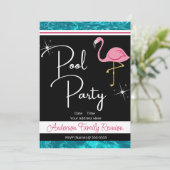 Flamingo Pool Party Familie Reünie Uitnodiging (Staand voorkant)