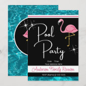 Flamingo Pool Party Familie Reünie Uitnodiging (Voorkant / Achterkant)