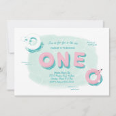 Flamingo Pool Party First Birthday Uitnodiging (Voorkant)