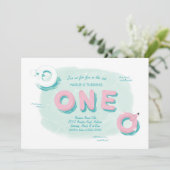 Flamingo Pool Party First Birthday Uitnodiging (Staand voorkant)