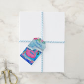 Flamingo Pool party, gunst, dank u labels, Cadeaulabel (Met Touw)