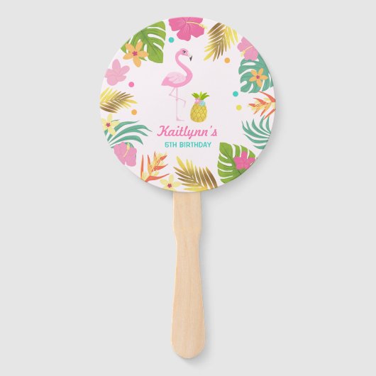 Flamingo Pool Party Hand Fan Flamingo Party Favor Handwaaier (Voorkant)