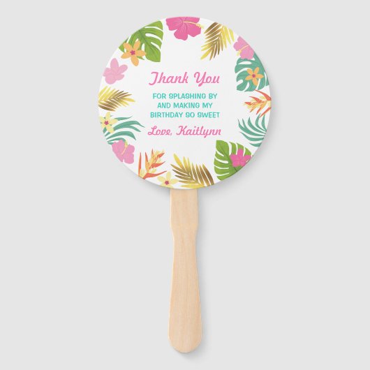 Flamingo Pool Party Hand Fan Flamingo Party Favor Handwaaier (Achterkant)