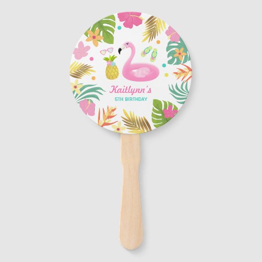 Flamingo Pool Party Hand Fan Flamingo Party Favor Handwaaier (Voorkant)