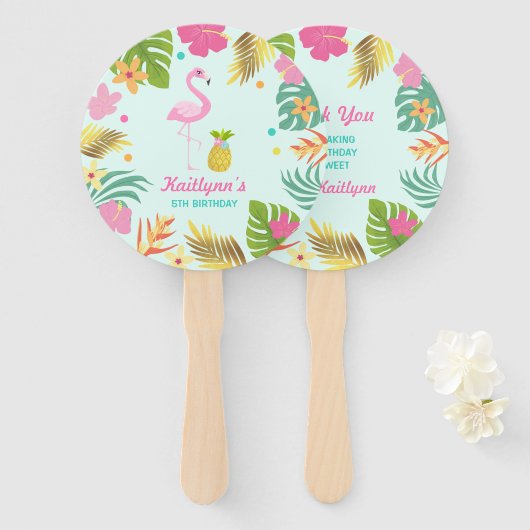 Flamingo Pool Party Hand Fan Flamingo Party Favor Handwaaier (Voorkant en achterkant)
