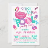 Flamingo Pool Party Invitation Kaart (Voorkant)