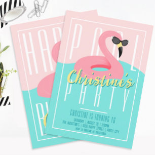 Flamingo Pool Party Invitation Kaart